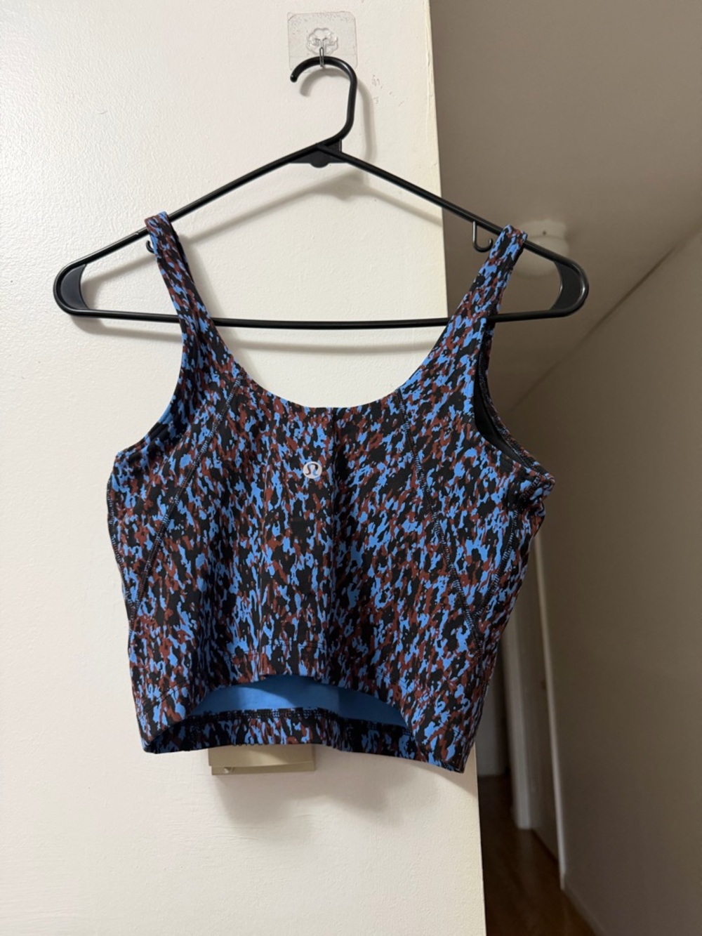 lululemon athletica Blue and Brown Printed Crop Tank